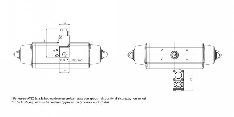 NC 3/2 solenoid valve 1/8” with ATEX II 1GD Exia IIC T6 coil